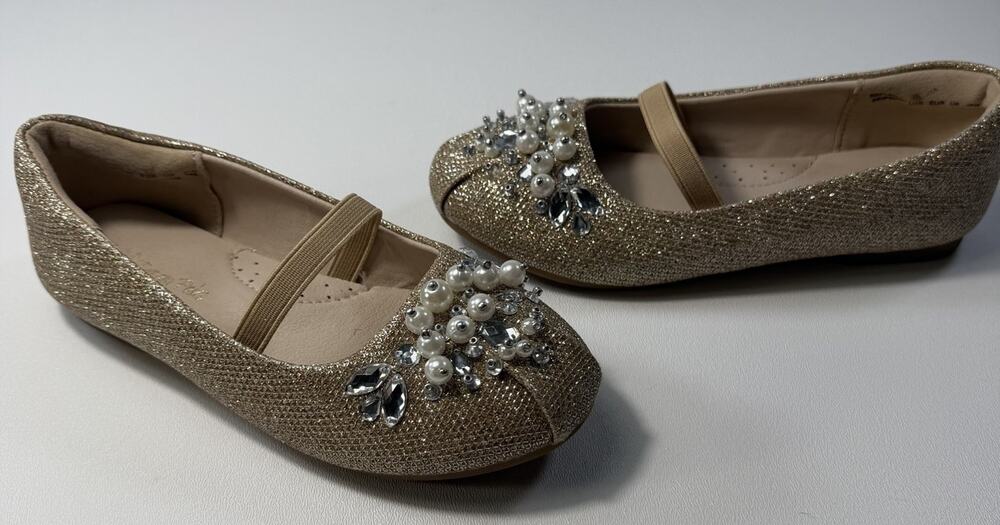 Dream Pairs Girls Flat Shoes Shoes Princess Wedding shoes Gold Strap Size 12